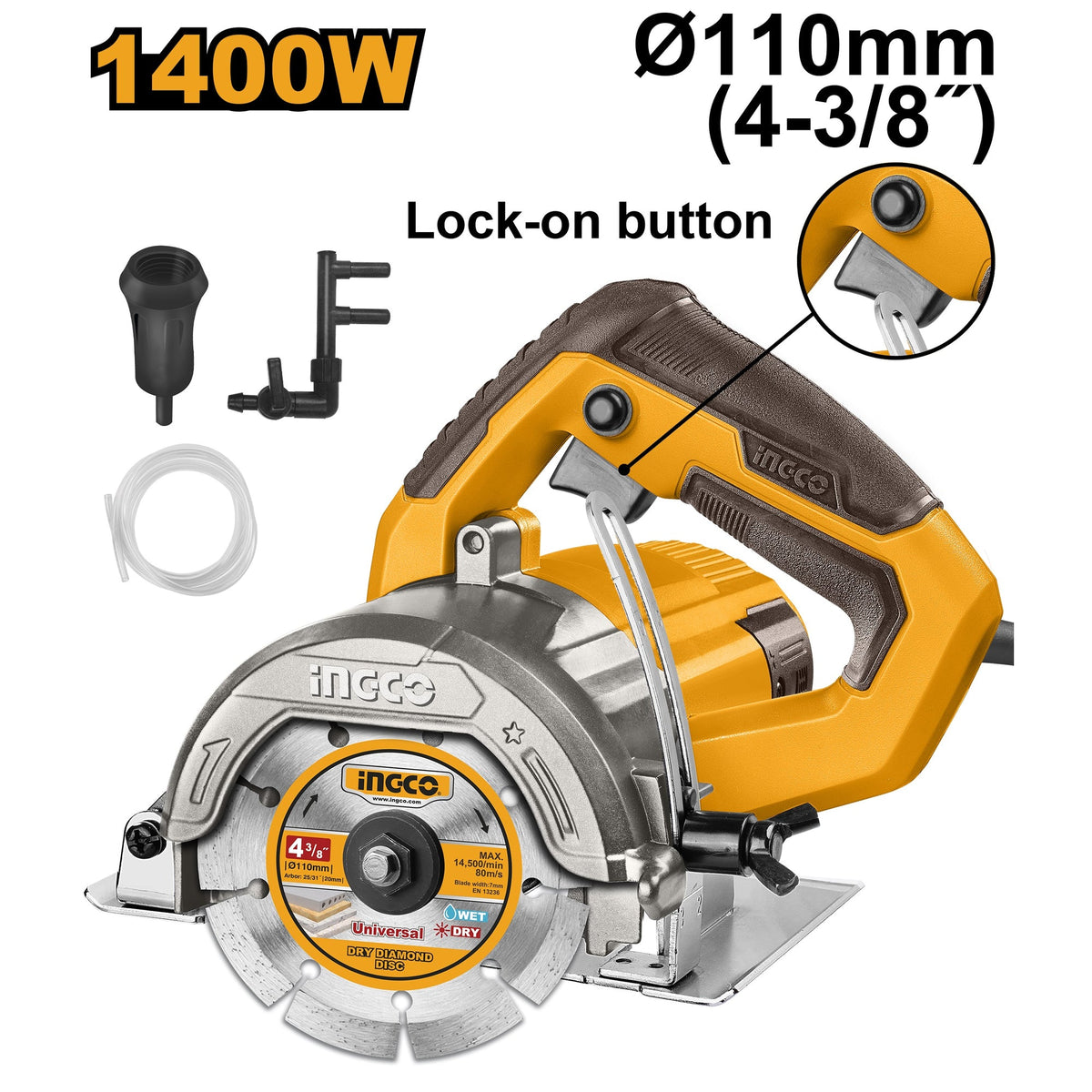 INGCO MARBLE CUTTER 110MM 1400W + DRY WHEEL MC140068