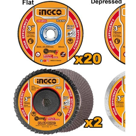 INGCO 30 PCS 76MM CUTTING & GRINDING DISC SET MCD07630 Secondary image