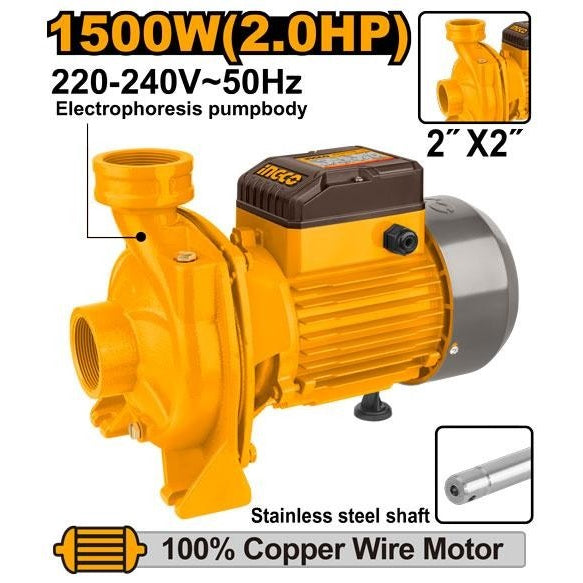 INGCO CENTRIFUGAL PUMP 1500W 2" X 2" MAX HEAD 18M MAXFLOW 450L/MIN MHF15008 Main image