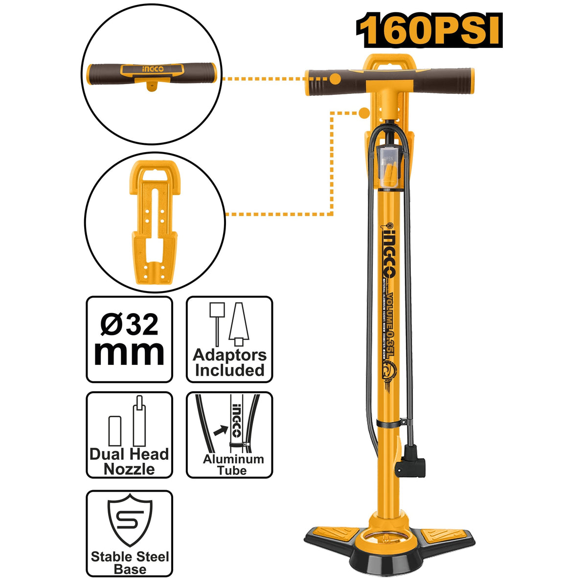 INGCO HAND PUMP MAX PRESSURE 160PSI Φ32580MM MPP3201 Main image