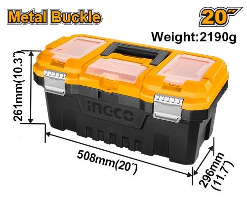INGCO 20" PLASTIC TOOL BOX METAL LATCH W/ORGANISER 508296261MM PBX2002 Secondary image