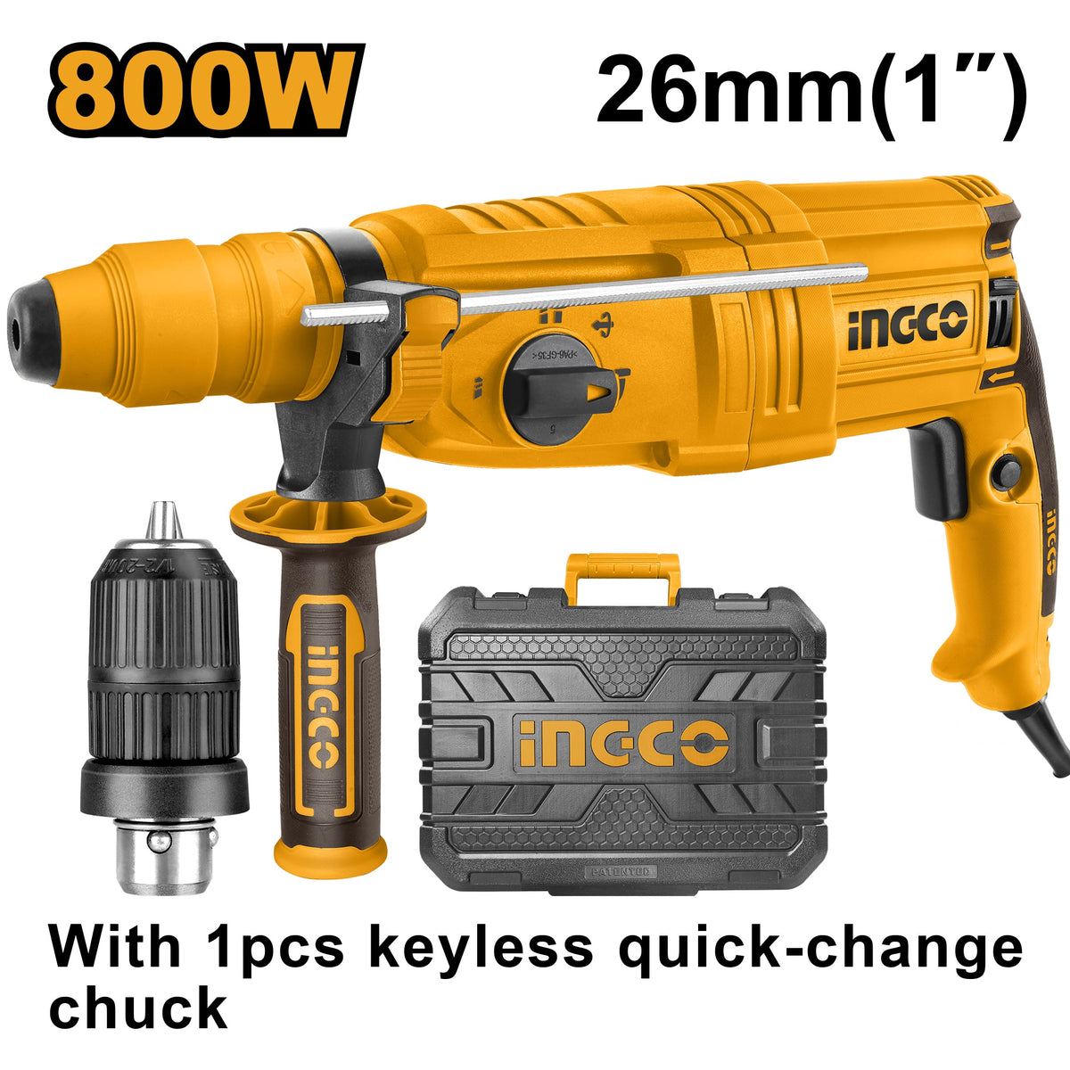 INGCO SDS+ 26MM 3 MODE 800W ROTARY HAMMER RGH9028-2