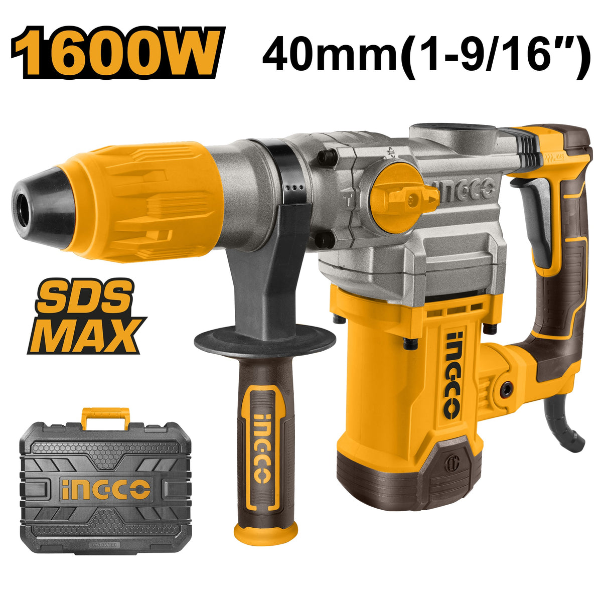 INGCO SDS MAX 40MM 1600W MAX 10J ROTARY HAMMER RH1600388