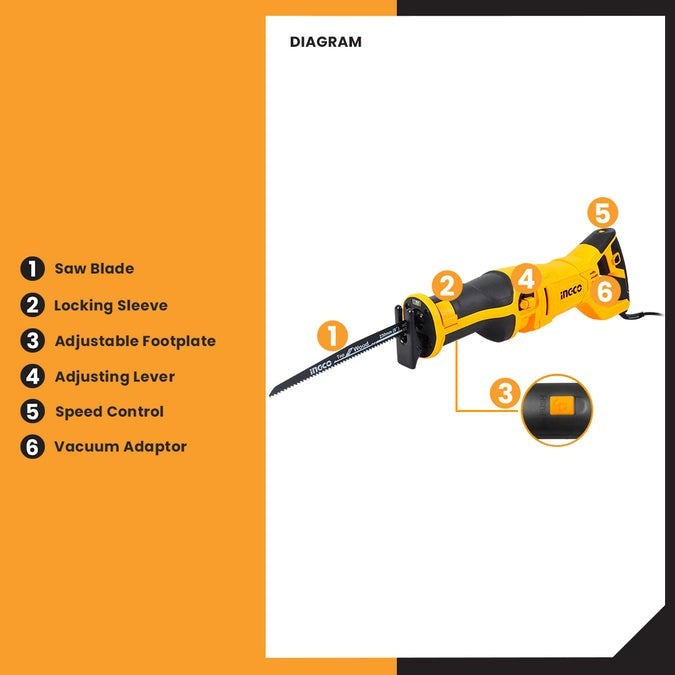 INGCO POWERFUL VARI. SPEED RECIPROCATING SAW 1200W RS12001 Secondary image