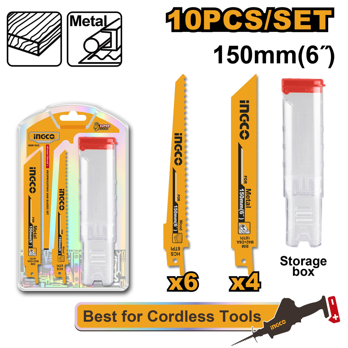 INGCO 10PCS RECIPRO SAW BLADE SET RSB1002 Main image