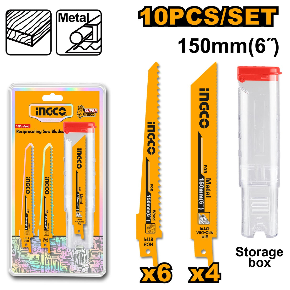 INGCO 10PCS RECIPRO SAW BLADE SET RSB1002 Secondary image