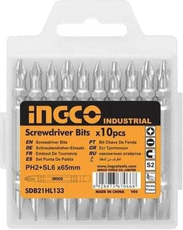 INGCO 10 PCS (-)6.0 & PH 2, 65MM DOUBLE END SCREWDRIVER BITS SDB21HL133