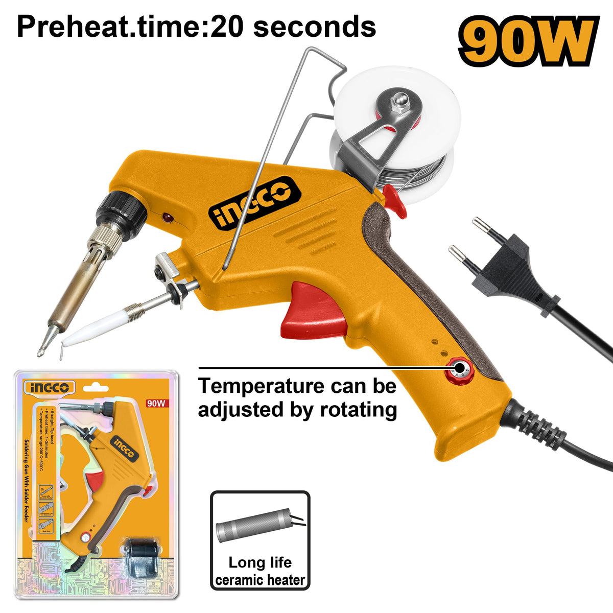 INGCO ELECTRIC SOLDERING IRON WITH SOLDER FEEDER SI016732 Main image