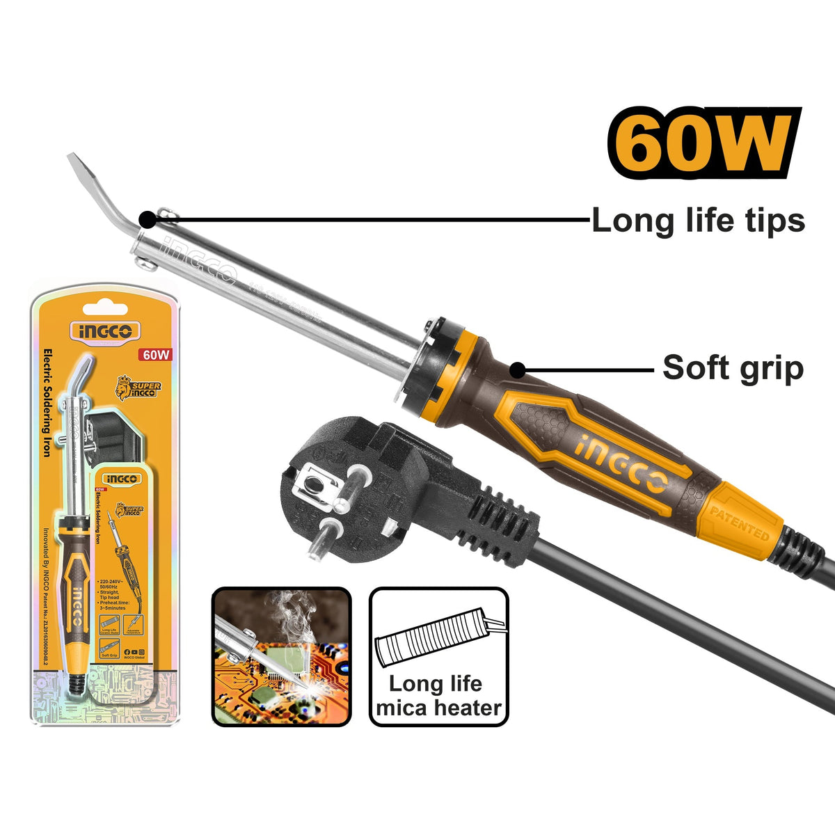 INGCO ELECTRIC SOLDERING IRON BENT FLAT TIP Main image