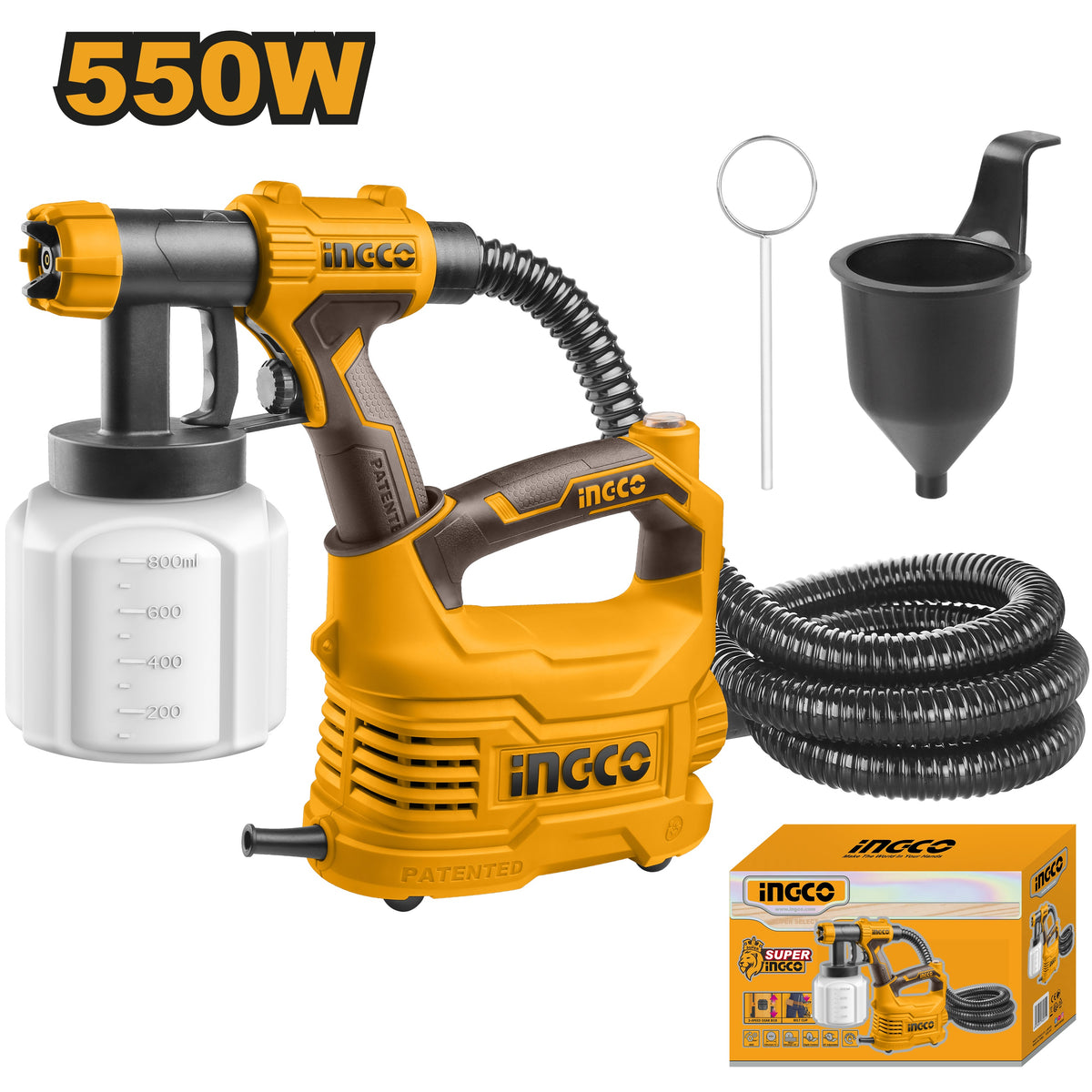 INGCO HVLP ELECTRIC SPRAY GUN 550W 800ML CONTAINER SPG5008 Main image