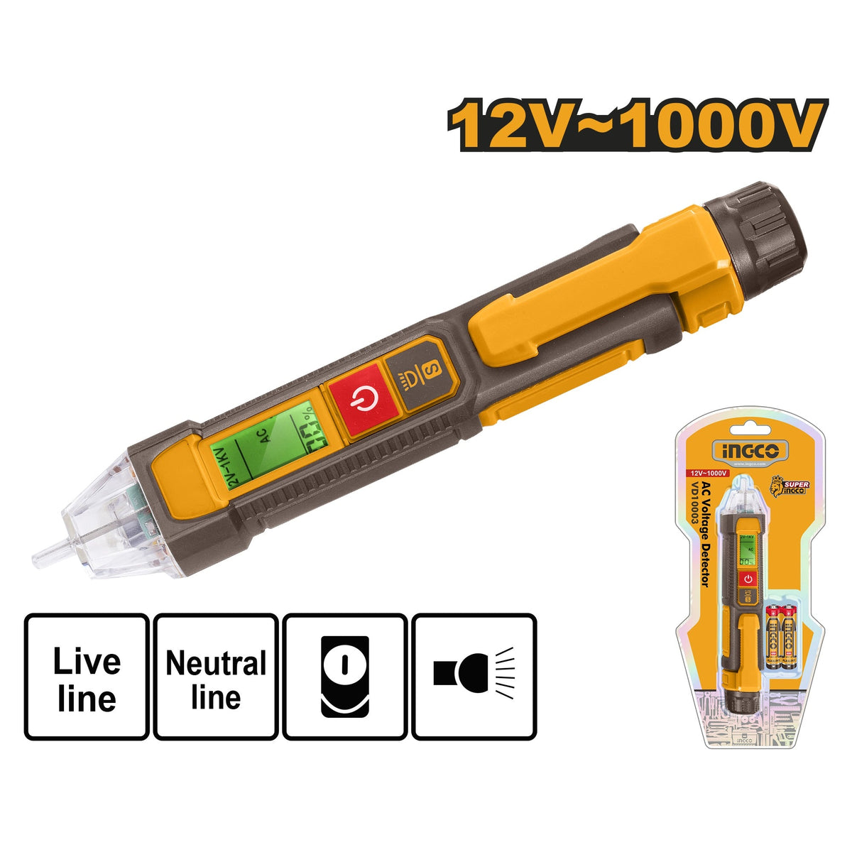INGCO AC VOLTAGE DETECTOR 12-1000V VD210003 Main image