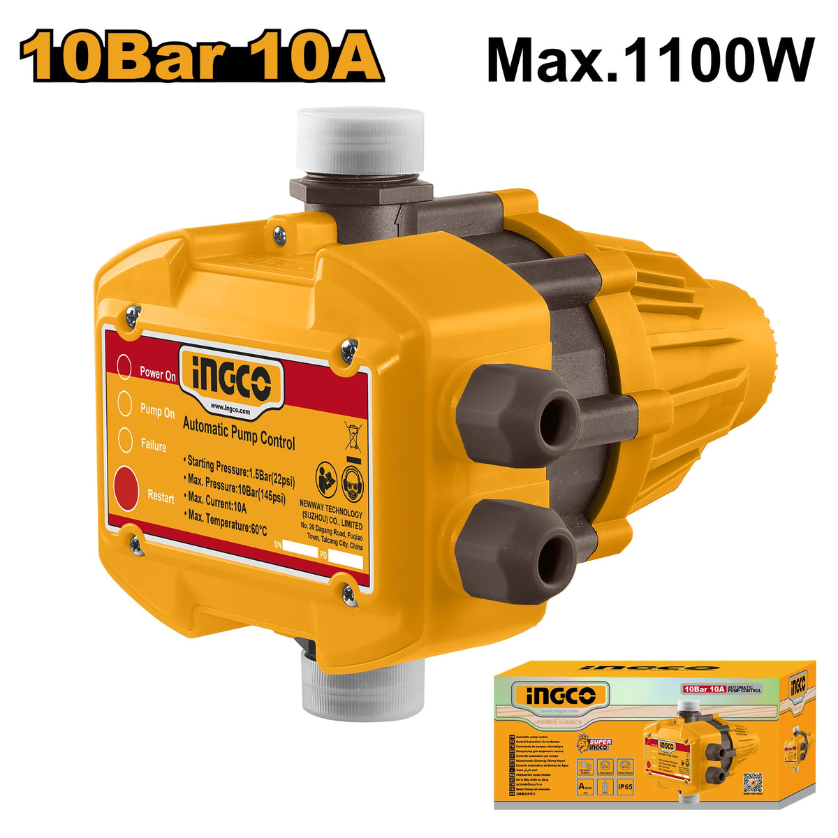 INGCO AUTOMATIC PUMP CONTROL 10BAR 1"X1" WAPS001 Main image
