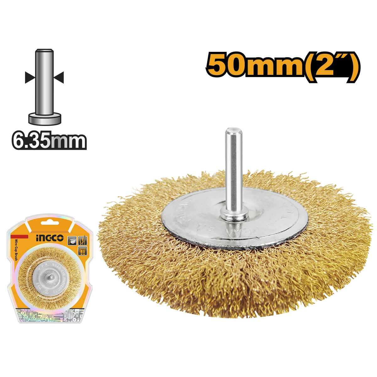 INGCO STEEL WIRE WHEEL BRUSH 50MM WITH 1/4" SHANK WB40501 Main image