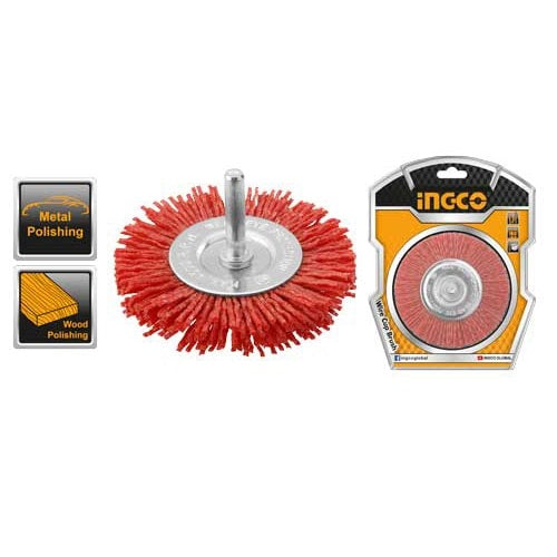 INGCO NYLON WIRE WHEEL BRUSH 75MM WITH 1/4" SHANK WB40755