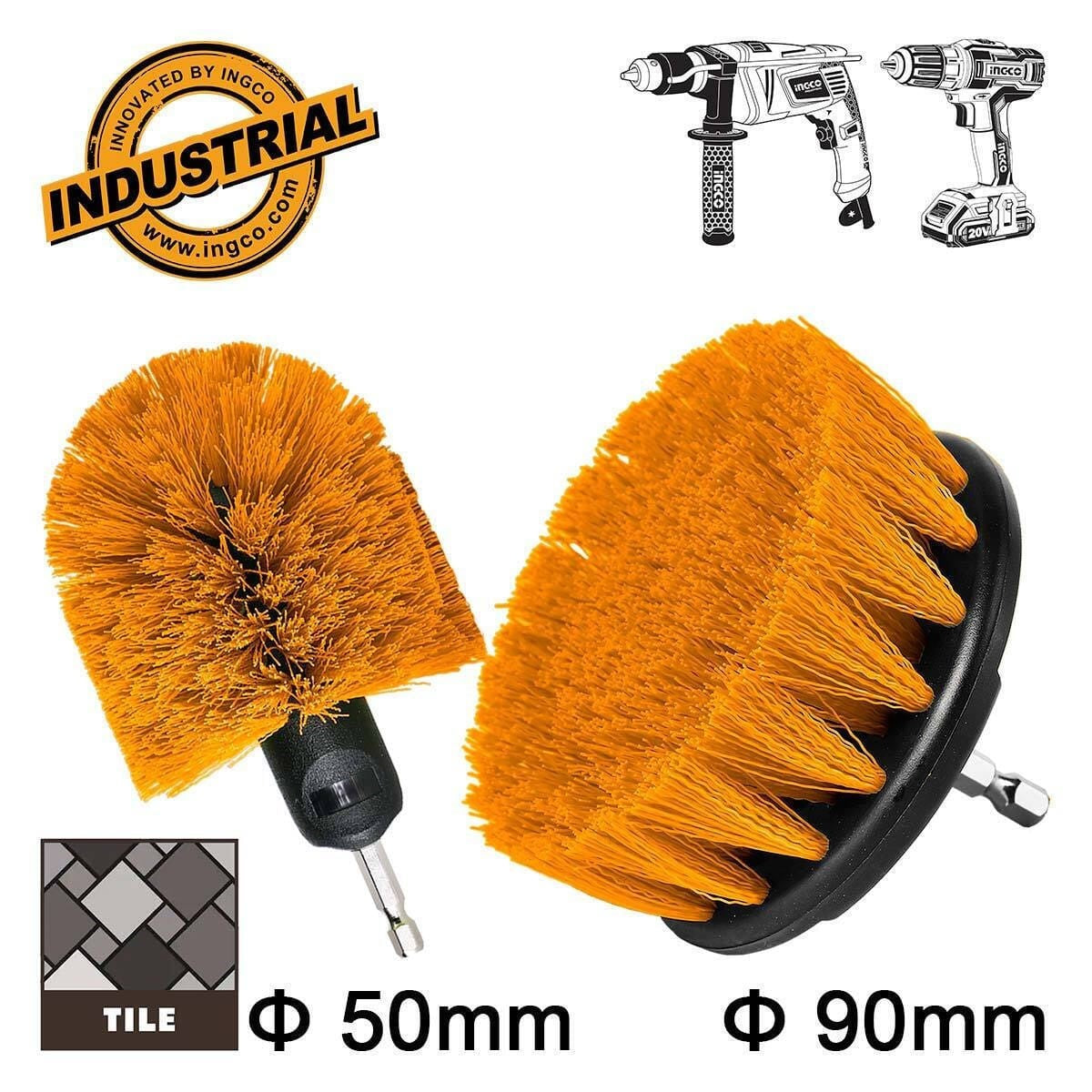 INGCO 2PCS 1/4" HEXA SHANK MEDIUM BRISTLE BRUSH SET WCBM2335 Main image