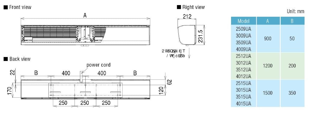 KDK 2509UA air curtain