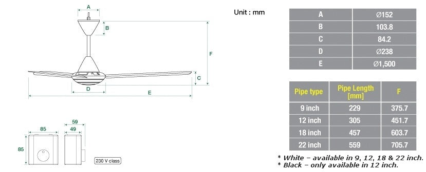 KDK M60SG-BK ceiling fan