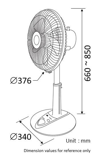 KDK 12" STAND FAN PLASTIC BLADE WITH REMOTE, P30KH Secondary image
