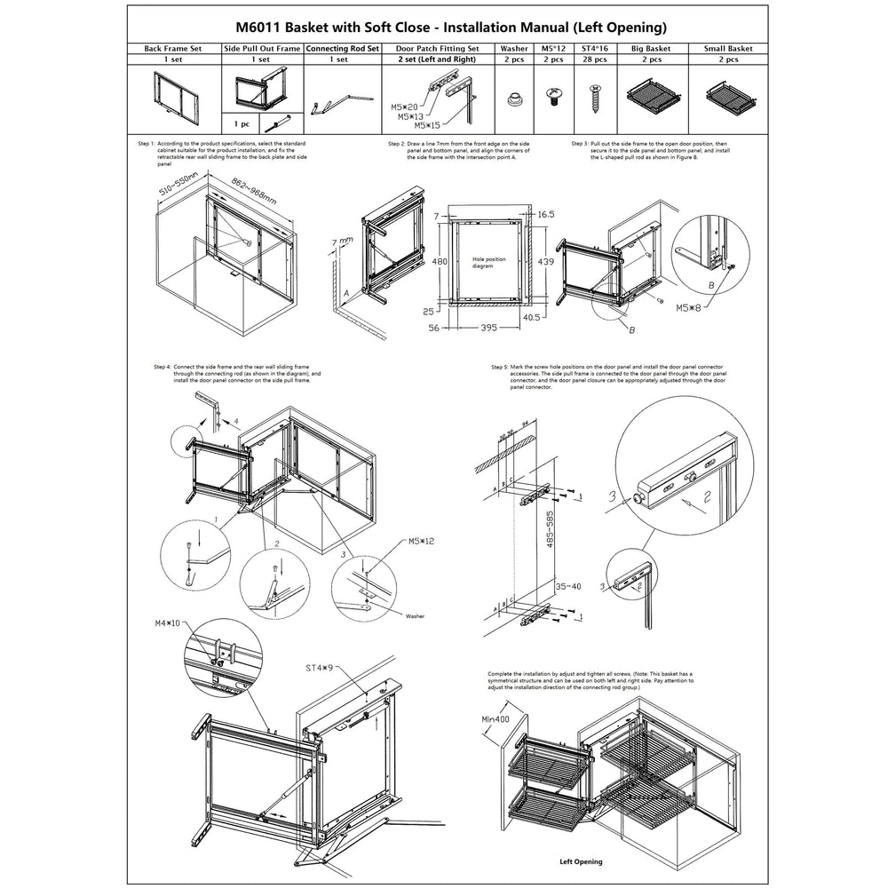 S.H M6011 Magic Corner Basket With Soft-Close
