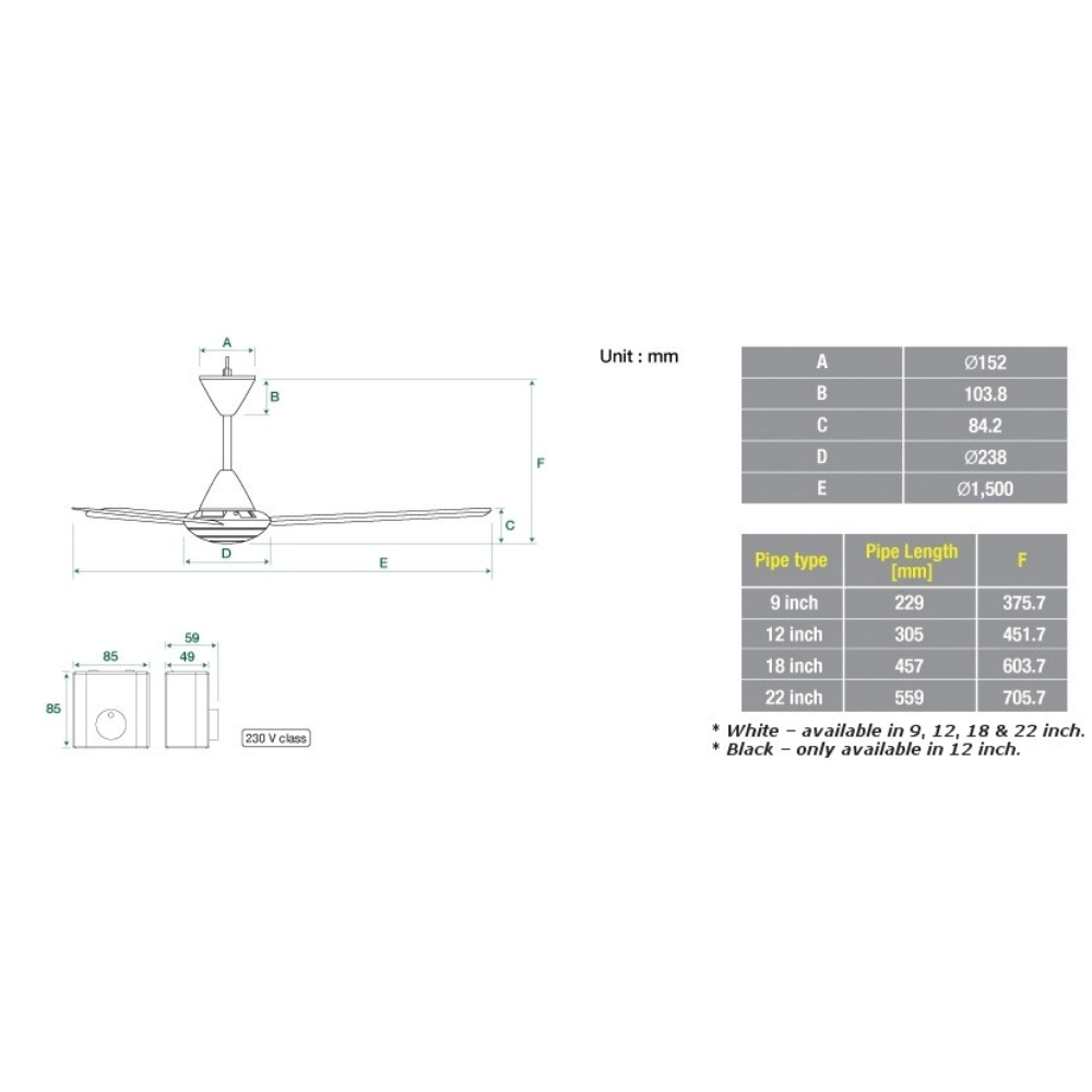 KDK 60" 3 BLADE CEILING FAN M60SG (WHITE) Secondary image