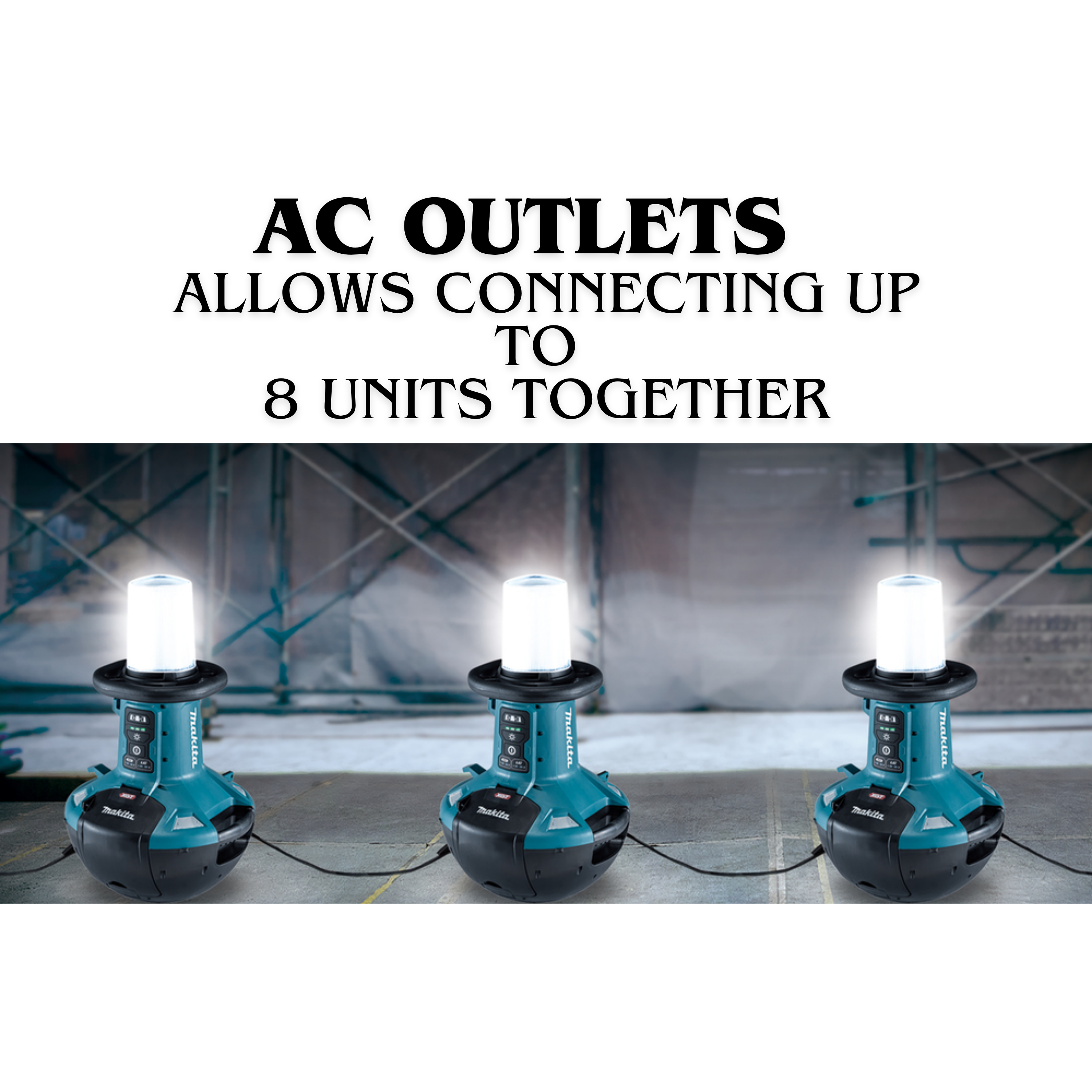MAKITA ML010G, 220V CORDED & 40V/ 18V CORDLESS LED AREA WORKLIGHT WITH SELF-RIGHTING BASE, 5,500 LUMENS