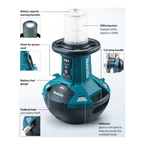 MAKITA ML010G, 220V CORDED & 40V/ 18V CORDLESS LED AREA WORKLIGHT WITH SELF-RIGHTING BASE, 5,500 LUMENS