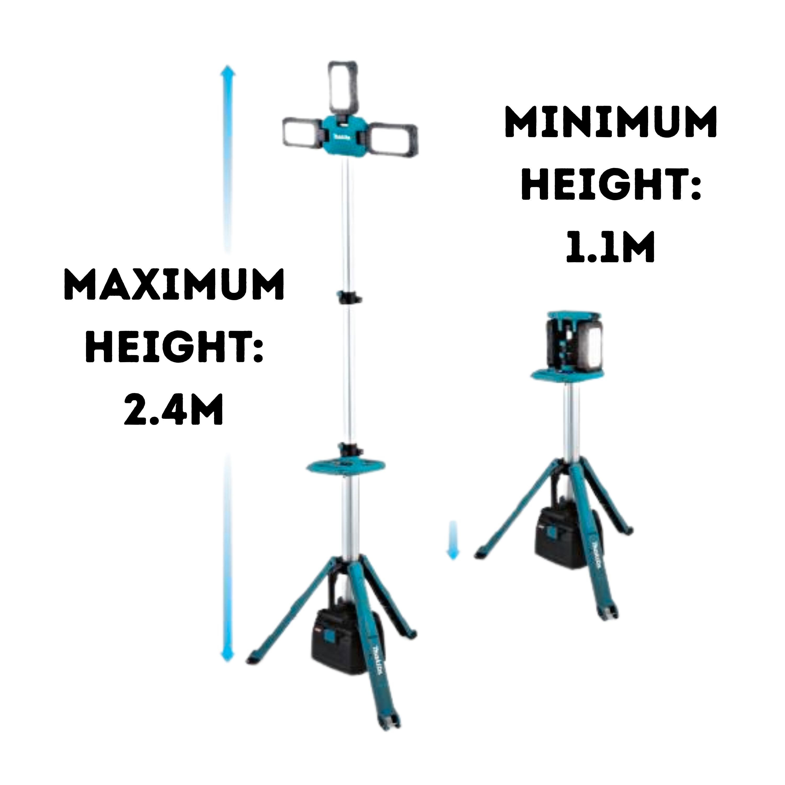 MAKITA ML014G, 40V/ 18V CORDLESS LED TRIPOD WORKLIGHT, 15,000 LUMENS