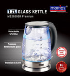 MORRIES 1.7L GLASS KETTLE MS2020GK PREMIUM