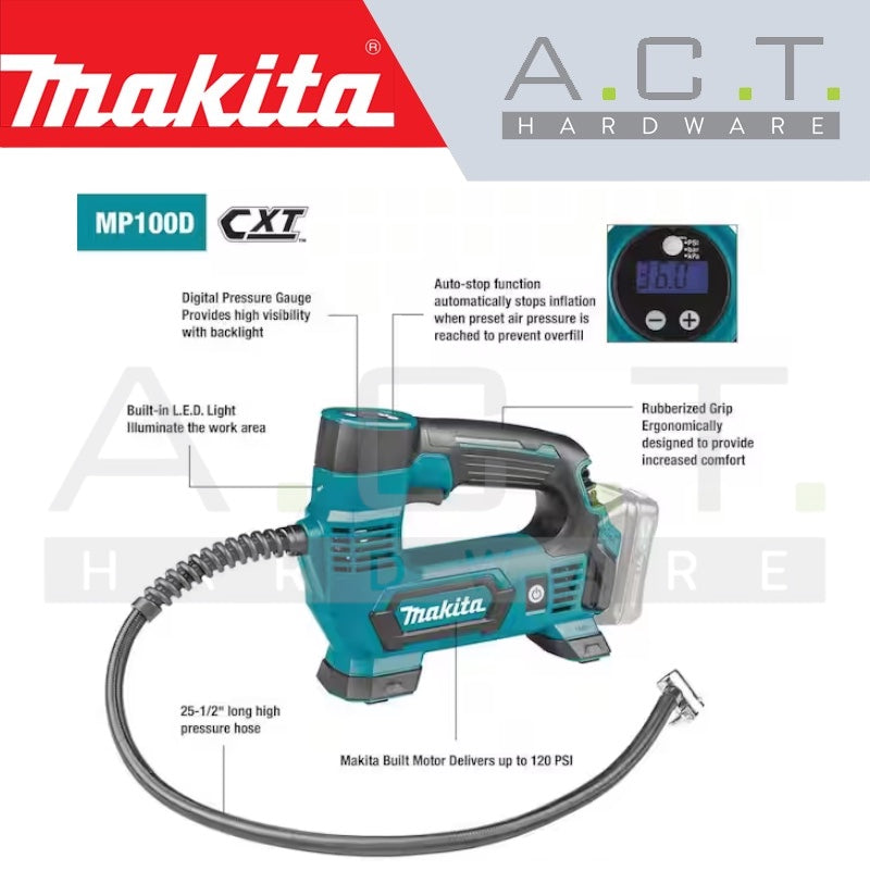 MAKITA MP100D 12V CORDLESS INFLATOR (BARE UNIT)