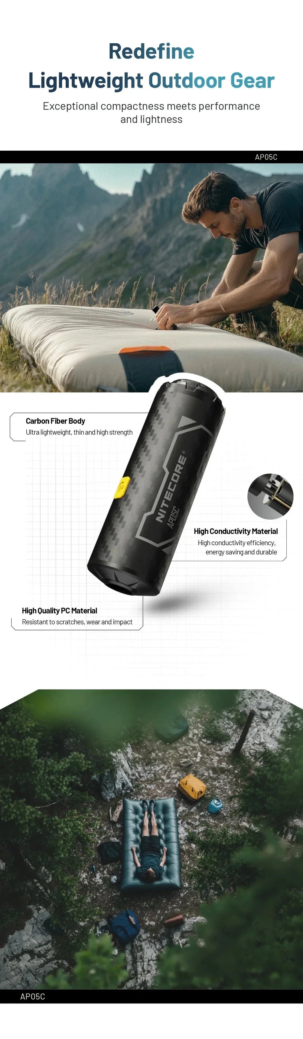 NITECORE AP05C - ULTRA LIGHTWEIGHT AIR PUMP (2.7KPA)