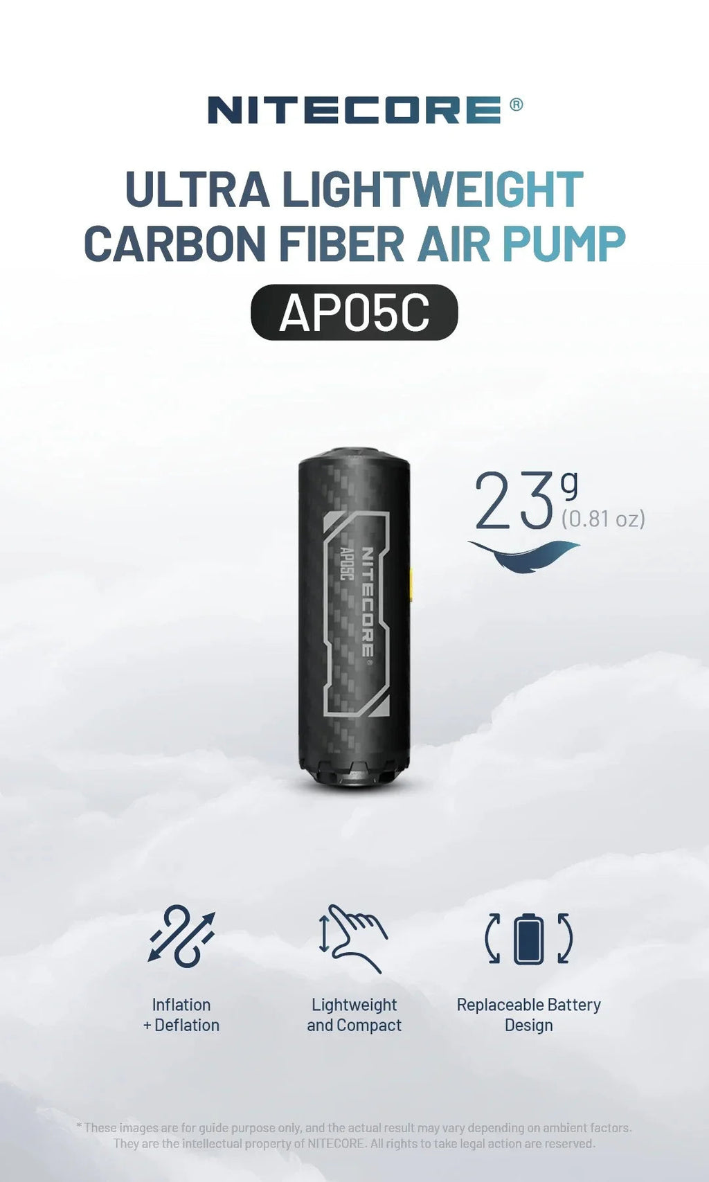 NITECORE AP05C - ULTRA LIGHTWEIGHT AIR PUMP (2.7KPA)