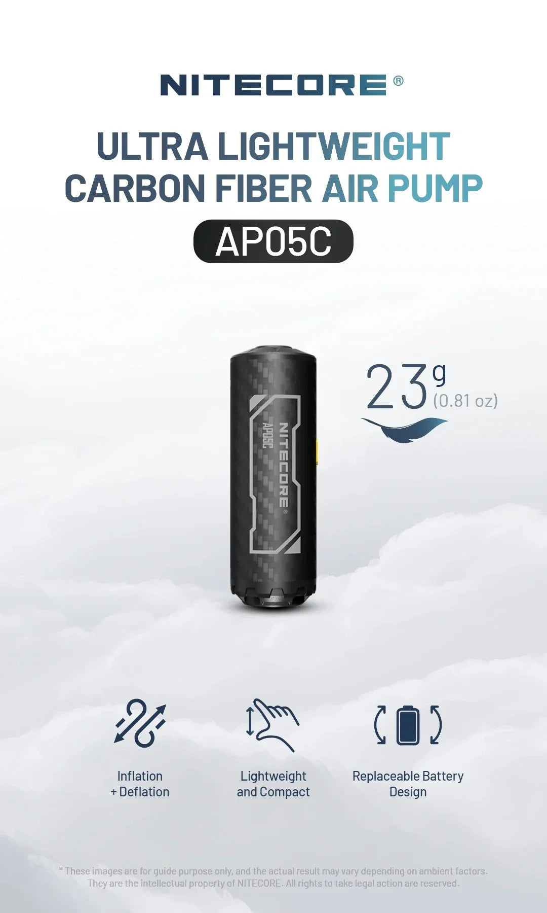 NITECORE AP05C - ULTRA LIGHTWEIGHT AIR PUMP (2.7KPA)