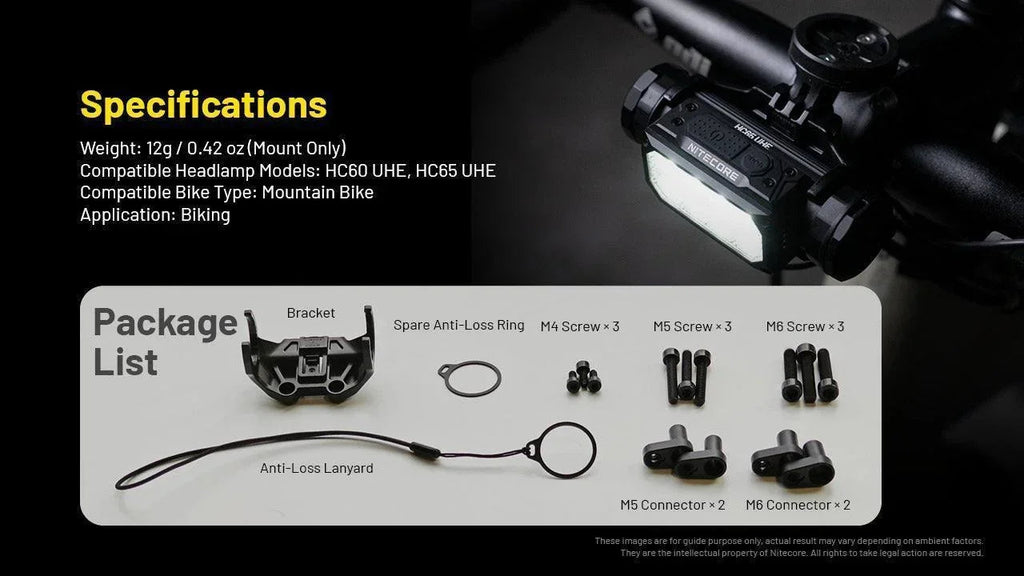 NITECORE BM06 HEADLAMP BIKE MOUNT (FOR HC60 UHE, HC65 UHE)