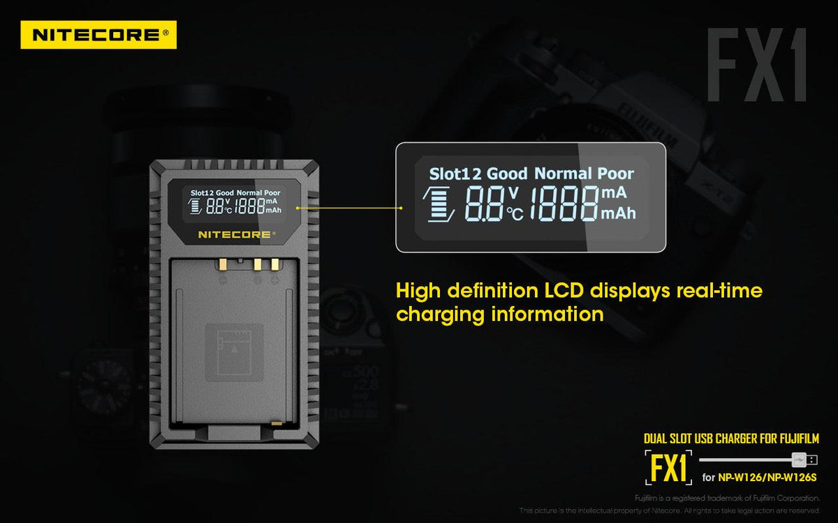 NITECORE FX1 (FUJIFILM NP-W126) DUAL-SLOT BATTERY CHARGER