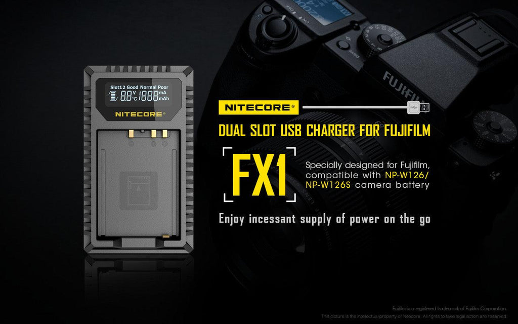 NITECORE FX1 (FUJIFILM NP-W126) DUAL-SLOT BATTERY CHARGER