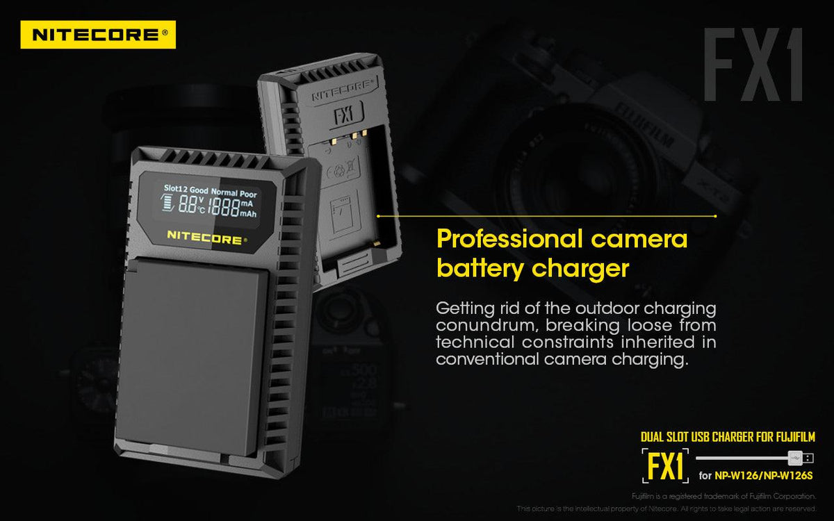 NITECORE FX1 (FUJIFILM NP-W126) DUAL-SLOT BATTERY CHARGER