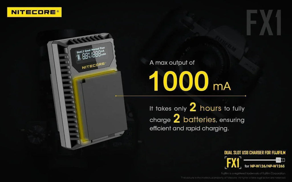 NITECORE FX1 (FUJIFILM NP-W126) DUAL-SLOT BATTERY CHARGER