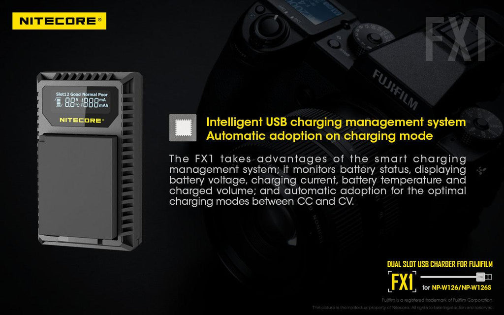 NITECORE FX1 (FUJIFILM NP-W126) DUAL-SLOT BATTERY CHARGER