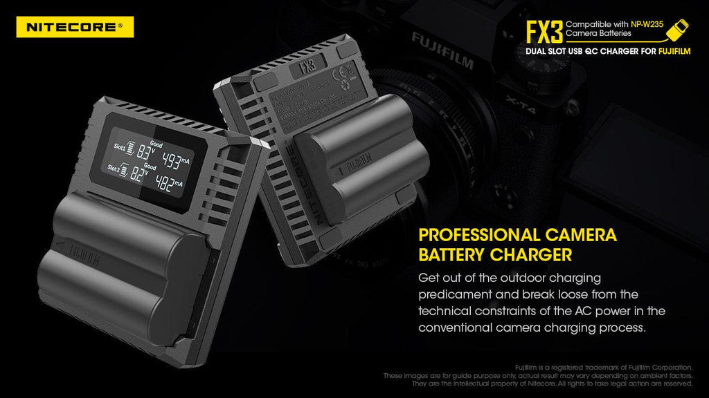 NITECORE FX3 (FUJIFILM NP-W235) DUAL-SLOT BATTERY CHARGER
