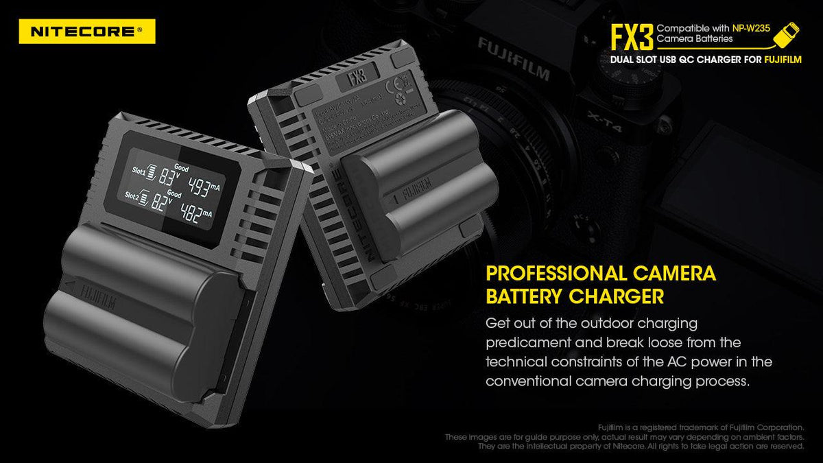 NITECORE FX3 (FUJIFILM NP-W235) DUAL-SLOT BATTERY CHARGER
