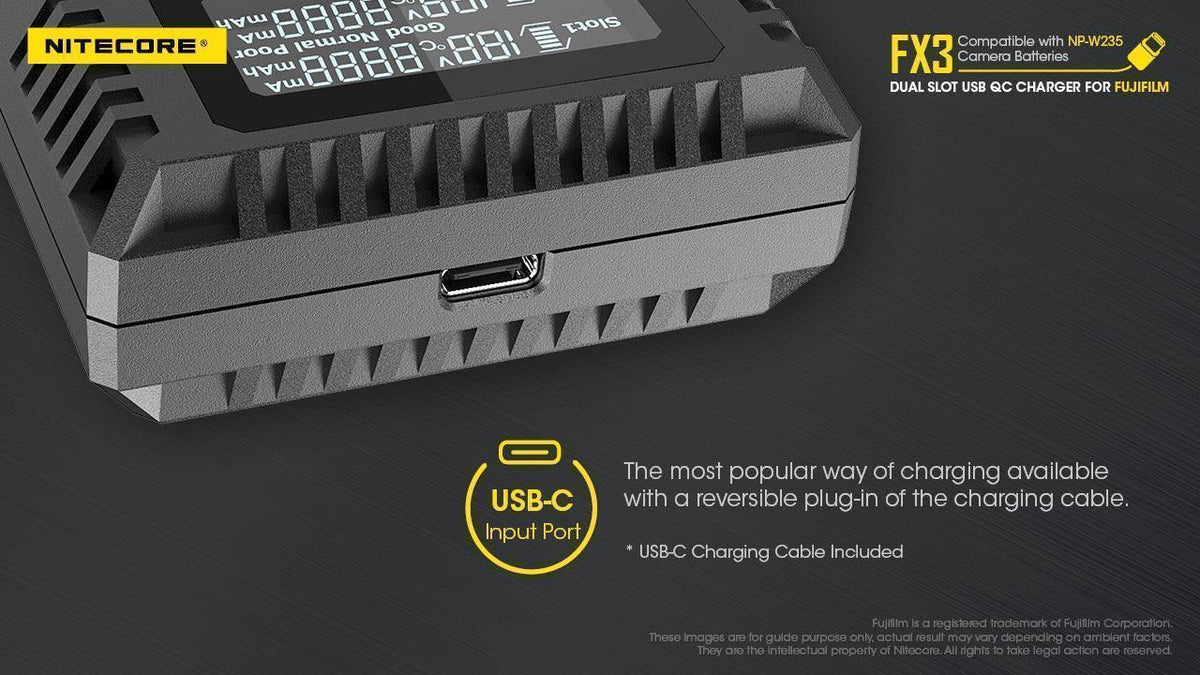 NITECORE FX3 (FUJIFILM NP-W235) DUAL-SLOT BATTERY CHARGER