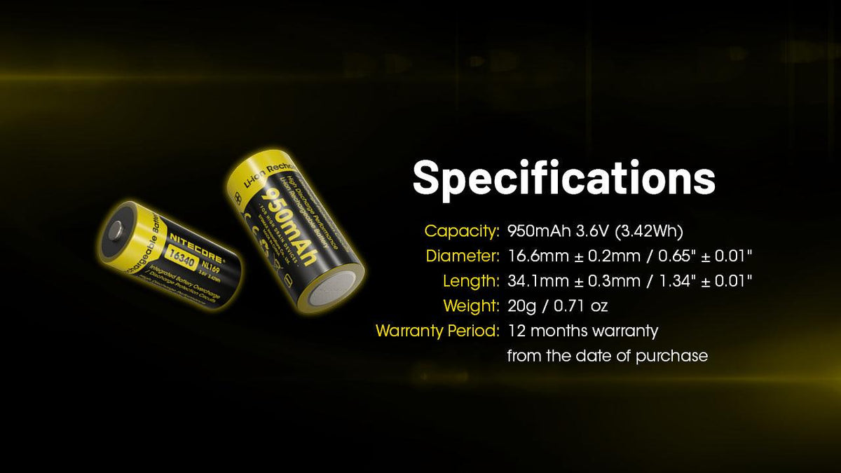 NITECORE NL169 (16340 - 950MAH - 2A)