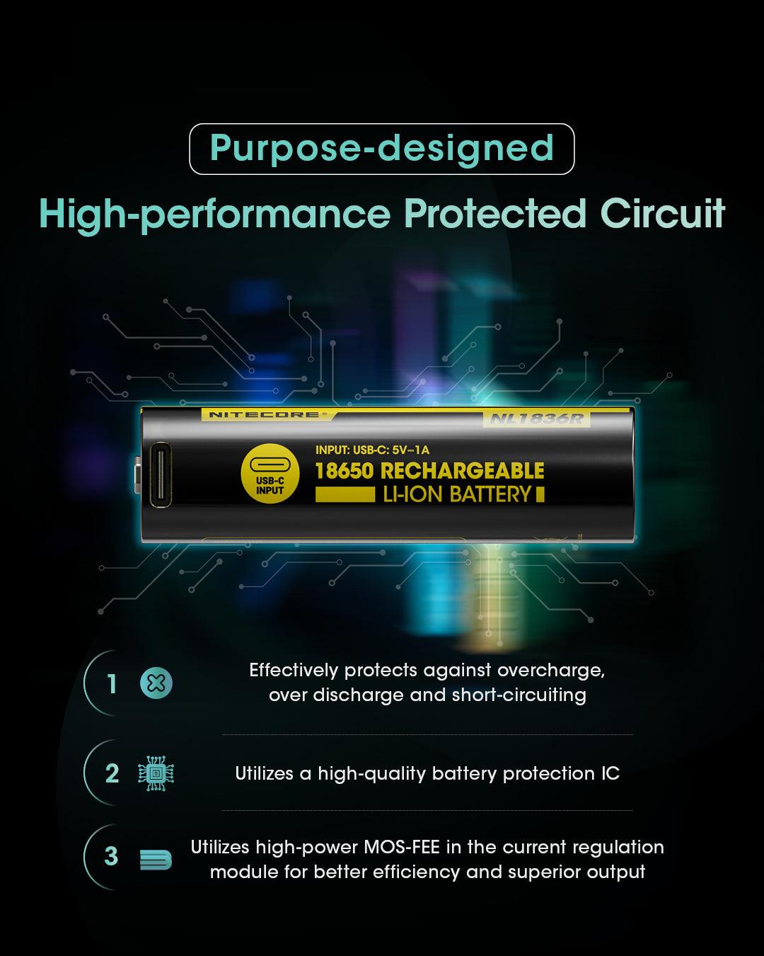 NITECORE NL1836R (18650 - 3600MAH - 6A)