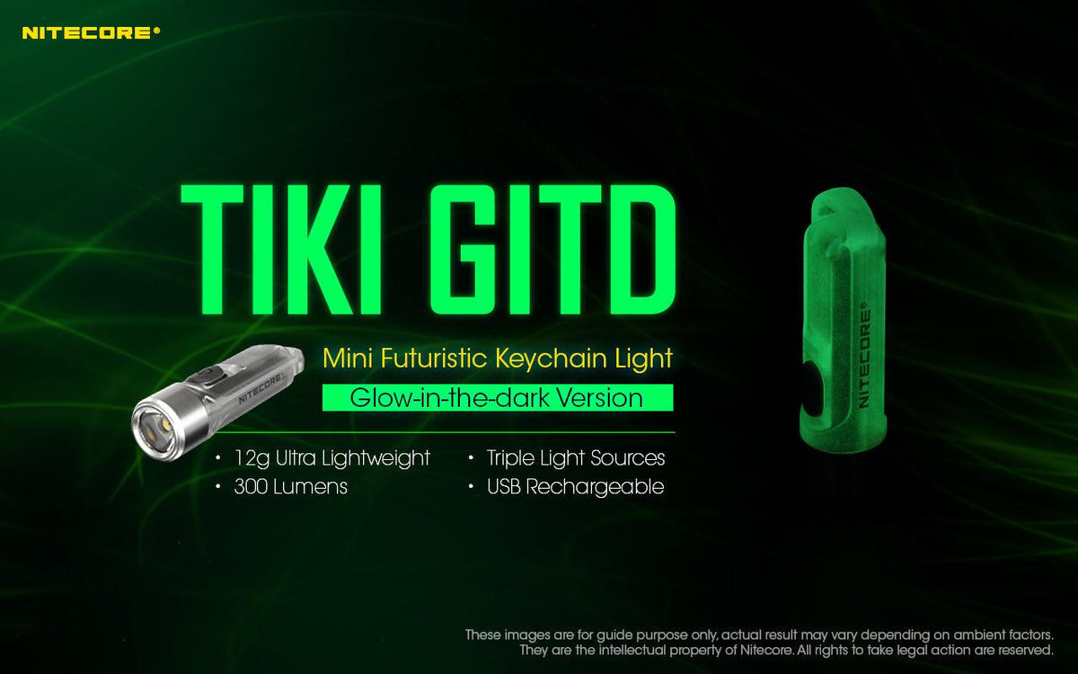 NITECORE TIKI (GREEN GLOW IN THE DARK) - 300 LUMENS