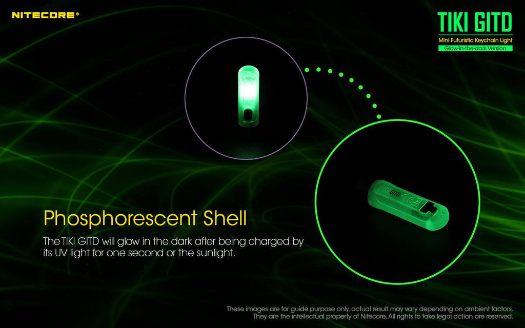 NITECORE TIKI (GREEN GLOW IN THE DARK) - 300 LUMENS