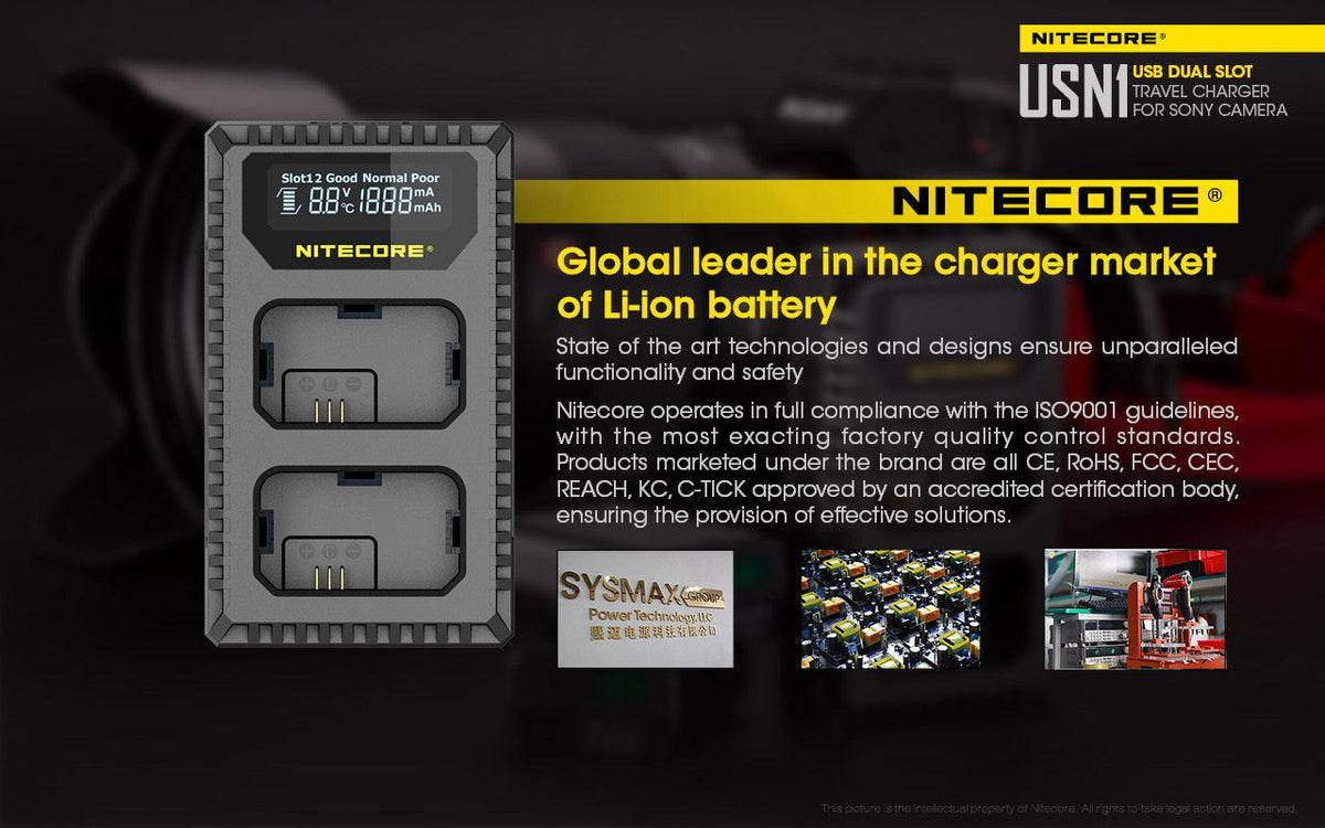 NITECORE USN1 (SONY NP-FW50) DUAL-SLOT BATTERY CHARGER