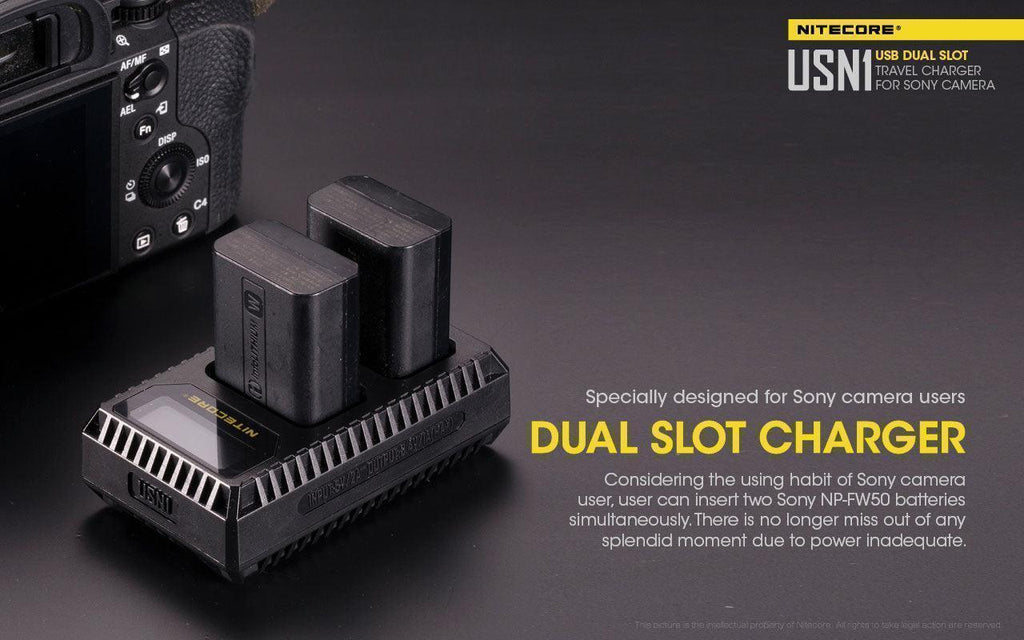 NITECORE USN1 (SONY NP-FW50) DUAL-SLOT BATTERY CHARGER