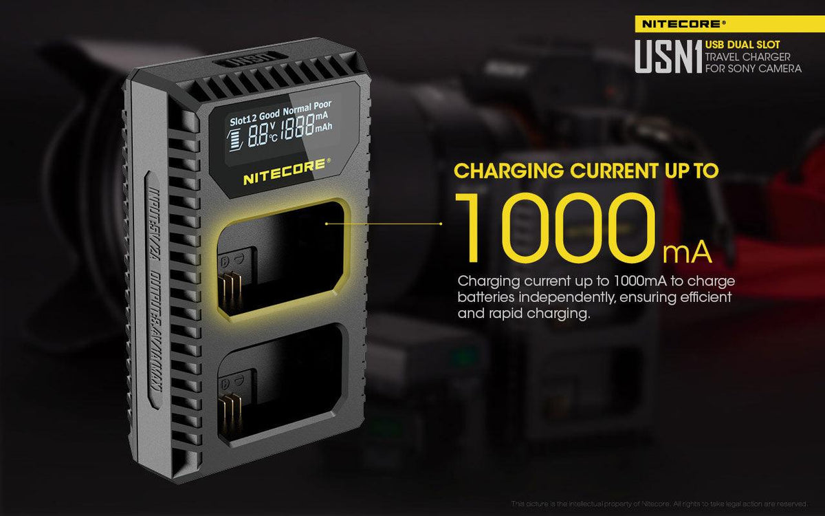 NITECORE USN1 (SONY NP-FW50) DUAL-SLOT BATTERY CHARGER