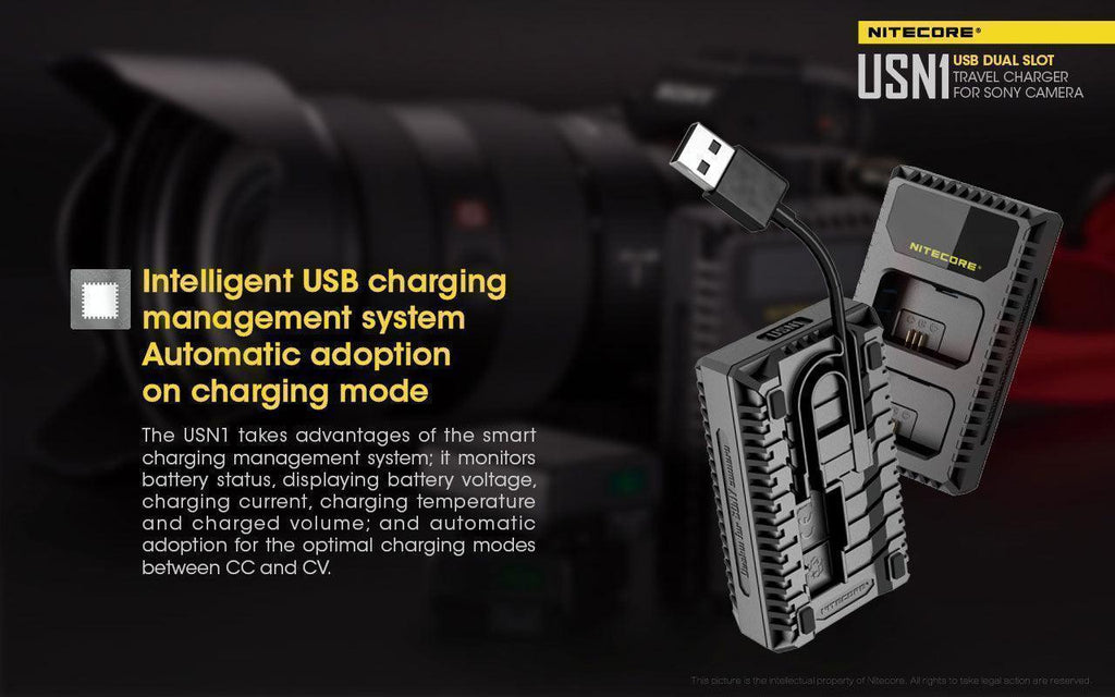 NITECORE USN1 (SONY NP-FW50) DUAL-SLOT BATTERY CHARGER