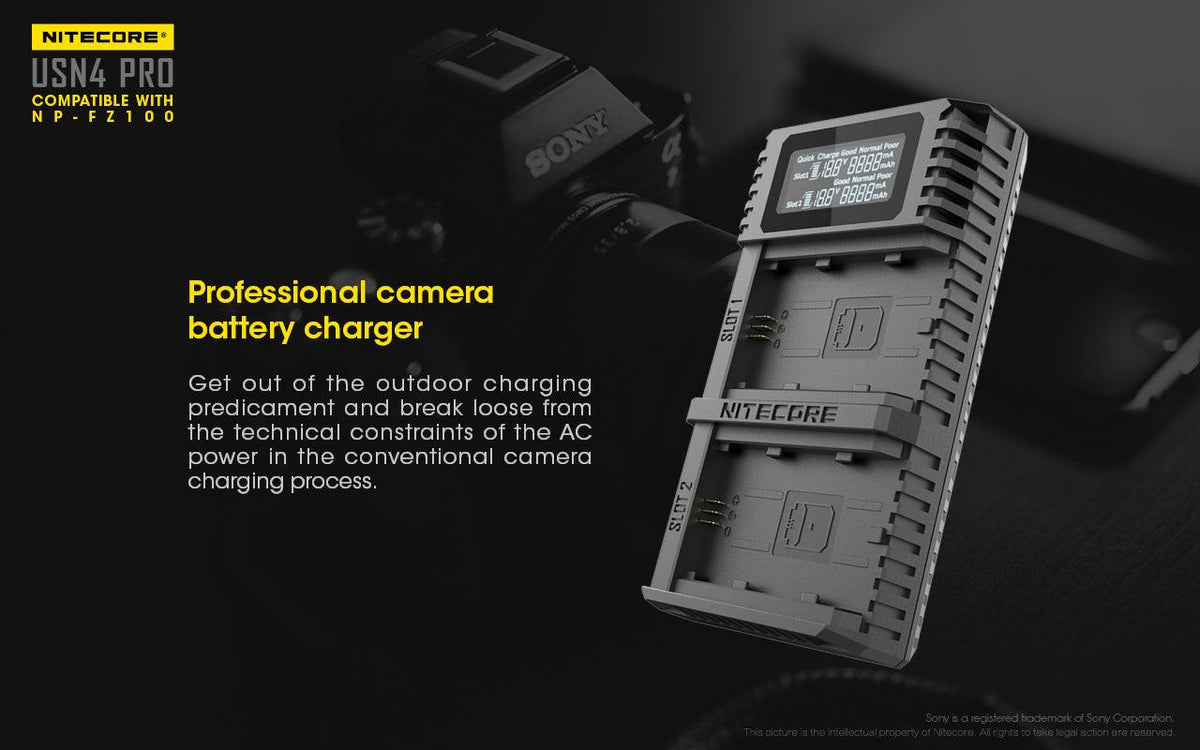 NITECORE USN4 PRO (SONY NP-FZ100) DUAL-SLOT BATTERY CHARGER